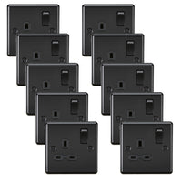 Knightsbridge CL7MBBx10 Rounded Edge 13A 1G DP Switched Socket - Matt Black (10 Pack)