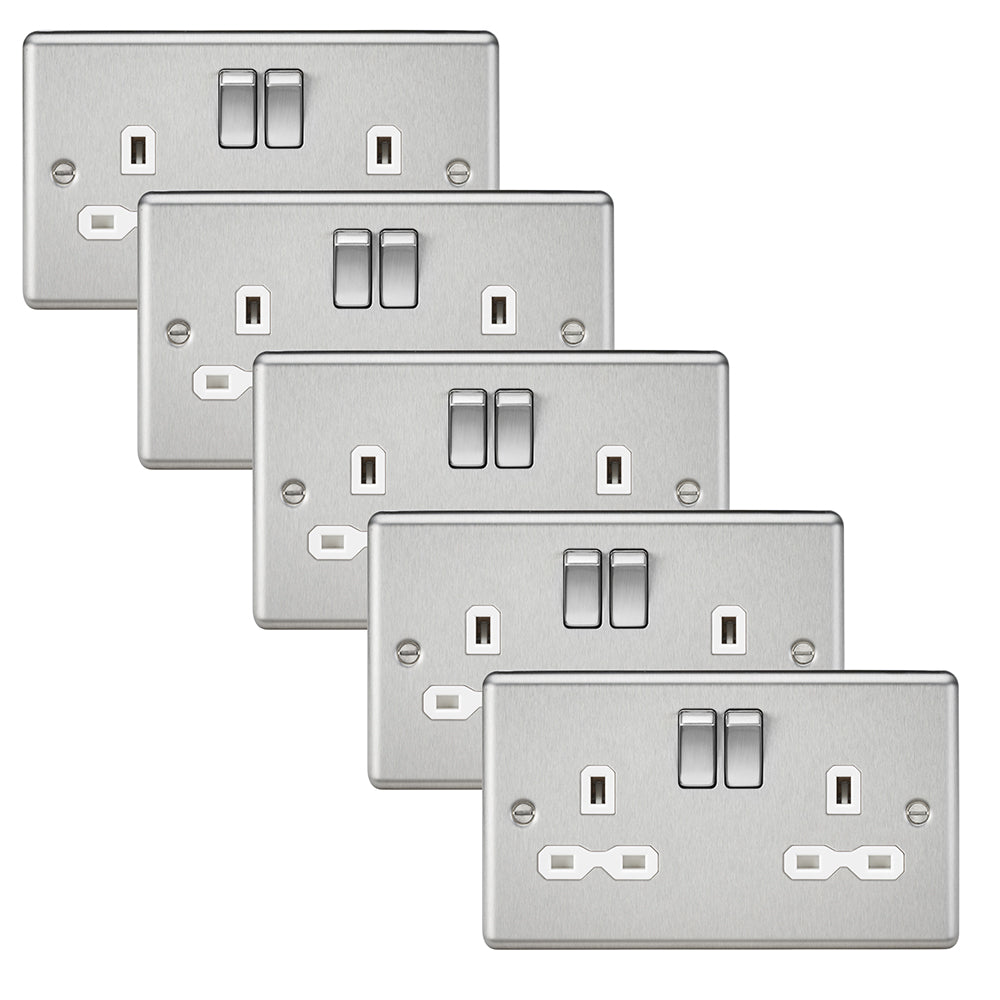 Knightsbridge CL9BCWx5 Rounded Edge 13A 2G DP Switched Socket - Brushe ...