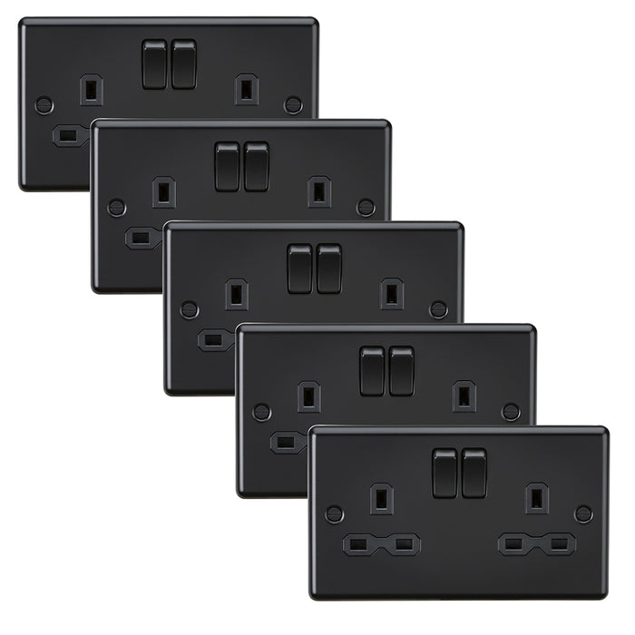 Knightsbridge CL9MBBx5 Rounded Edge 13A 2G DP Switched Socket - Matt Black (5 Pack)