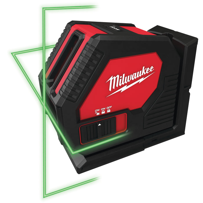 Milwaukee CLL-C Alkaline Green Cross Line Laser with Case - westbasedirect.com