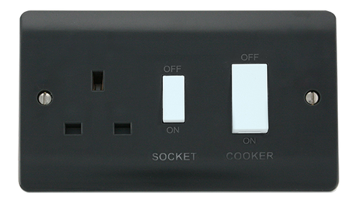 Click Mode CMA504AG Part M 45A 2G DP Switch + 13A DP Switched Socket (White Rockers) - Anthracite Grey - westbasedirect.com