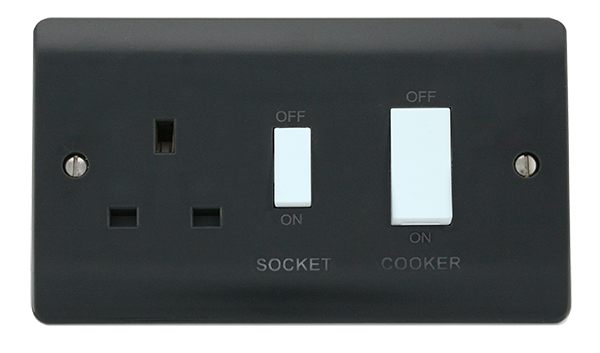 Click Mode CMA504AG Part M 45A 2G DP Switch + 13A DP Switched Socket (White Rockers) - Anthracite Grey - westbasedirect.com