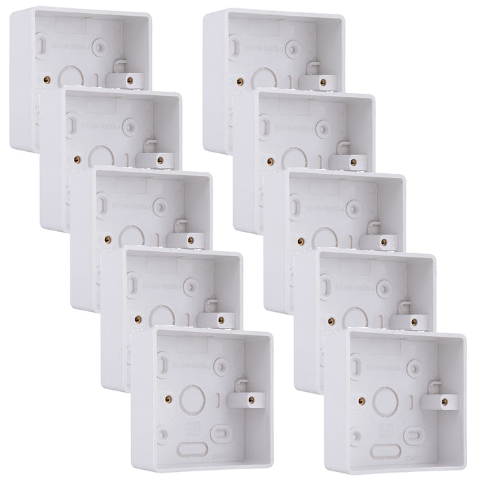 BG CMP8132 Single 32mm White Rounded PVC Surface Pattress Box (10 Pack)