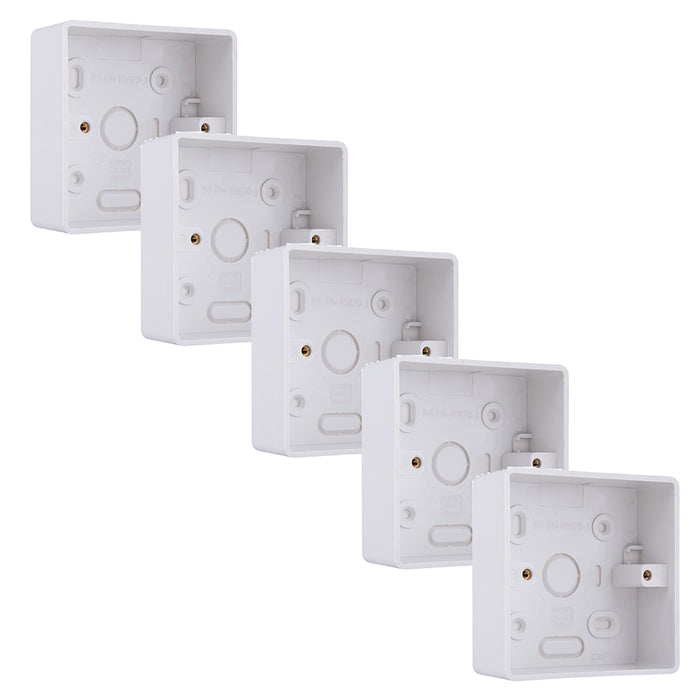 BG CMP8132 Single 32mm White Rounded PVC Surface Pattress Box (5 Pack)