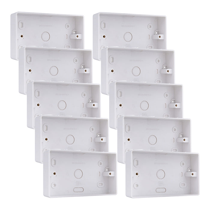 BG CMP8232 Double 32mm White Rounded PVC Surface Pattress Box (10 Pack)