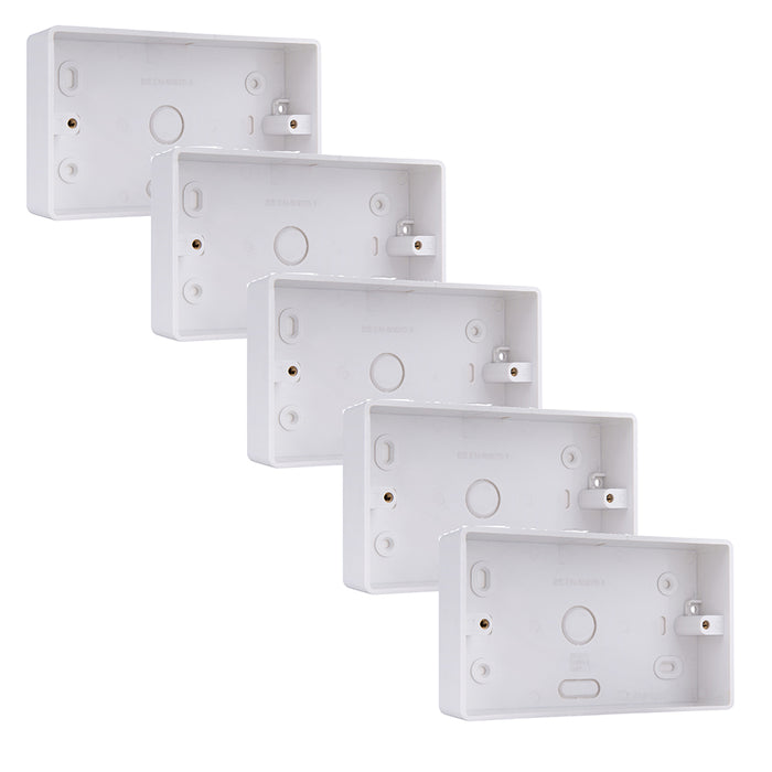 BG CMP8232 Double 32mm White Rounded PVC Surface Pattress Box (5 Pack)