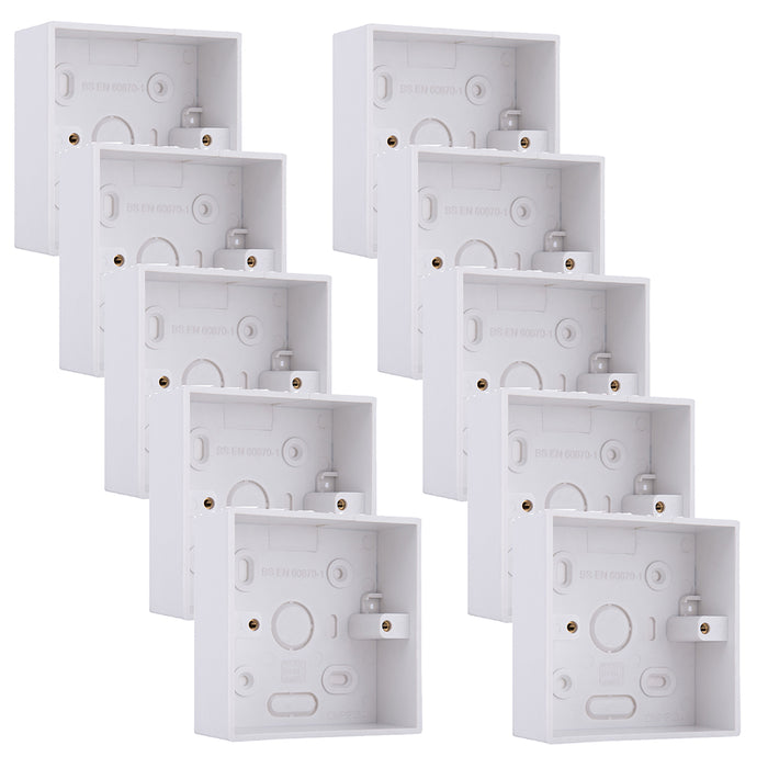 BG CMP9132 Single 32mm White Square PVC Surface Pattress Box (10 Pack)