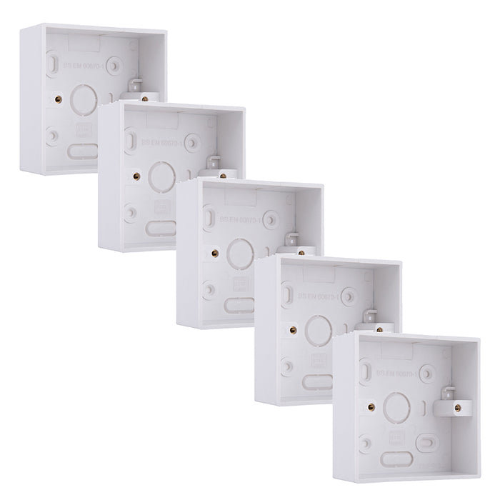 BG CMP9132 Single 32mm White Square PVC Surface Pattress Box (5 Pack)