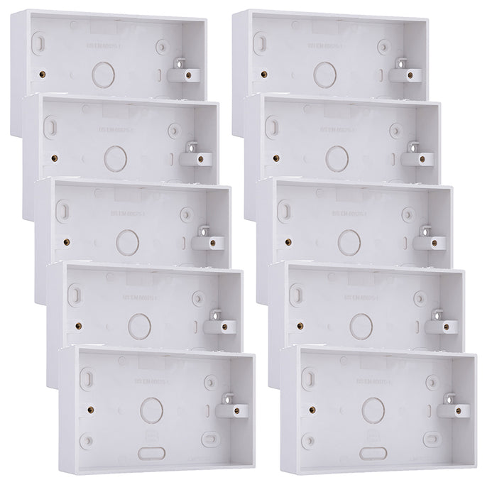 BG CMP9232 Double 32mm White Square PVC Surface Pattress Box (10 Pack)