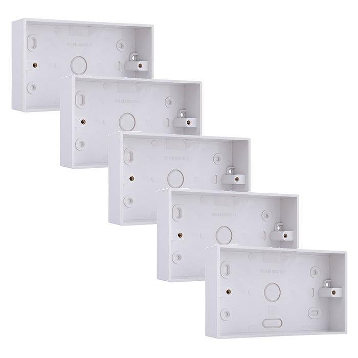 BG CMP9232 Double 32mm White Square PVC Surface Pattress Box (5 Pack)
