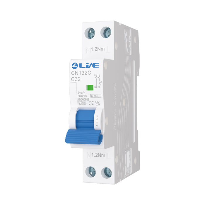LIVE Electrical CN132C 1P+N 32A C Curve 6kA MCB