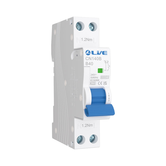 LIVE Electrical CN140B 1P+N 40A B Curve 6kA MCB