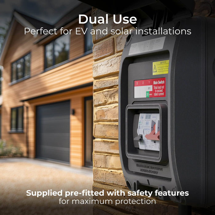 Sync Energy CP5RDPS3G 5 Module IP66 Weatherproof Grey Plastic EV Charger Circuit Protection with 40A 30mA Type A DP RCBO & Type 2 SPD - westbasedirect.com