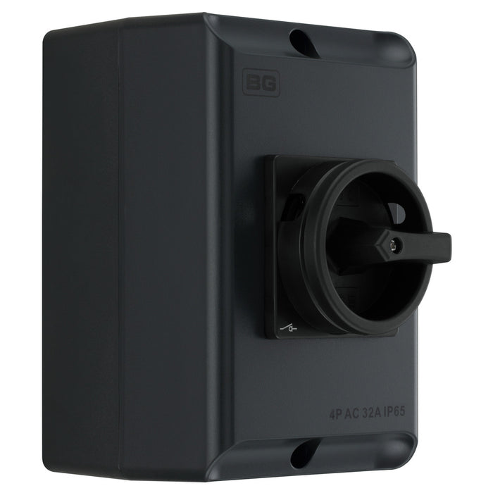 BG CPRSD432AG 32A 4 Pole AC IP65 Rotary Isolator Anthracite Grey - westbasedirect.com