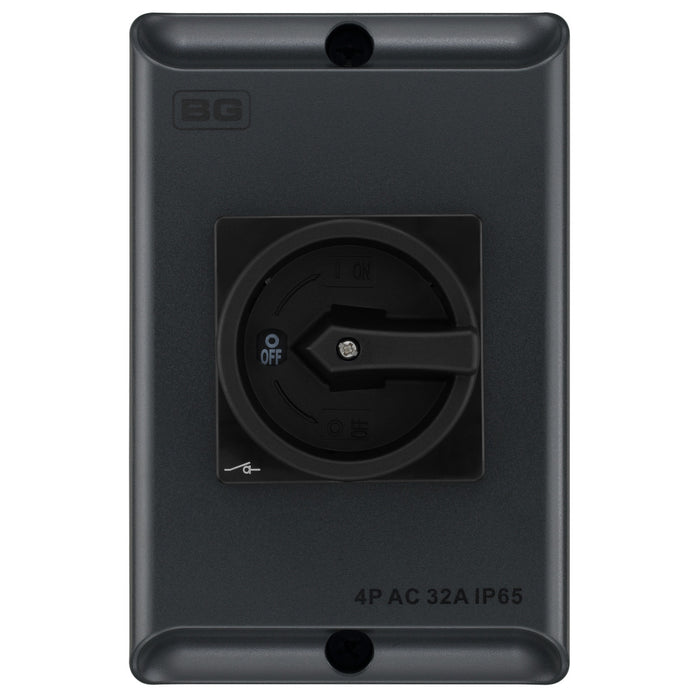BG CPRSD432AG 32A 4 Pole AC IP65 Rotary Isolator Anthracite Grey - westbasedirect.com
