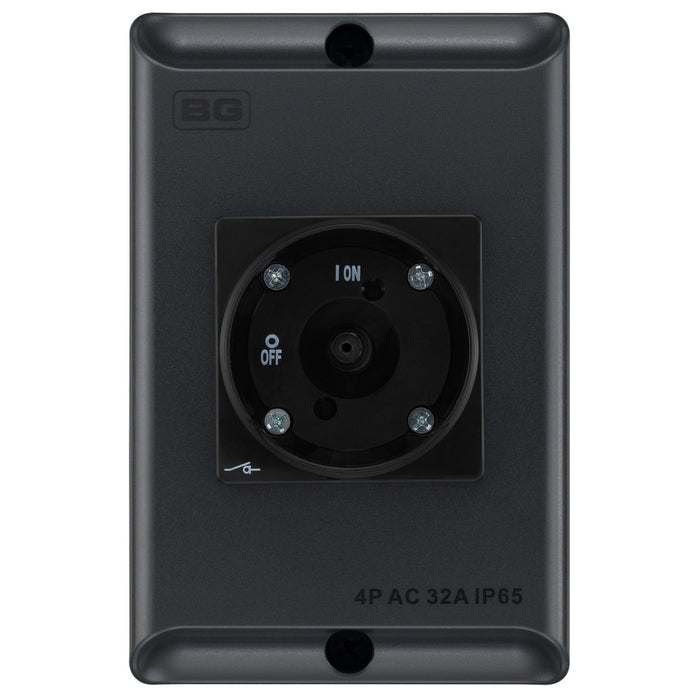 BG CPRSD432AG 32A 4 Pole AC IP65 Rotary Isolator Anthracite Grey - westbasedirect.com