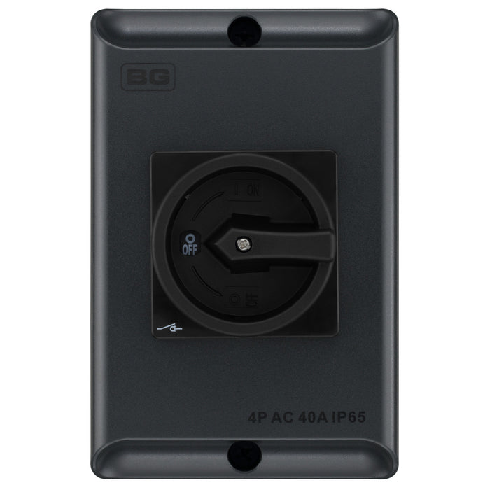 BG CPRSD440AG 40A 4 Pole AC IP65 Rotary Isolator Anthracite Grey - westbasedirect.com