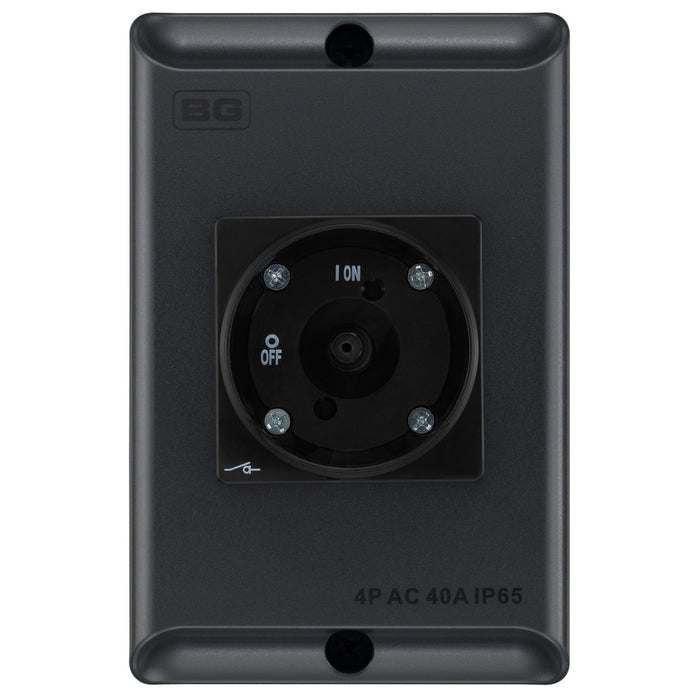 BG CPRSD440AG 40A 4 Pole AC IP65 Rotary Isolator Anthracite Grey - westbasedirect.com