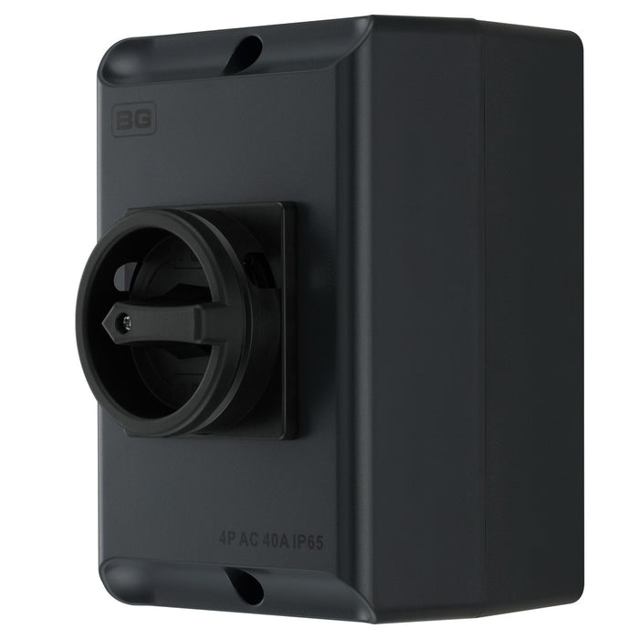BG CPRSD440AG 40A 4 Pole AC IP65 Rotary Isolator Anthracite Grey - westbasedirect.com