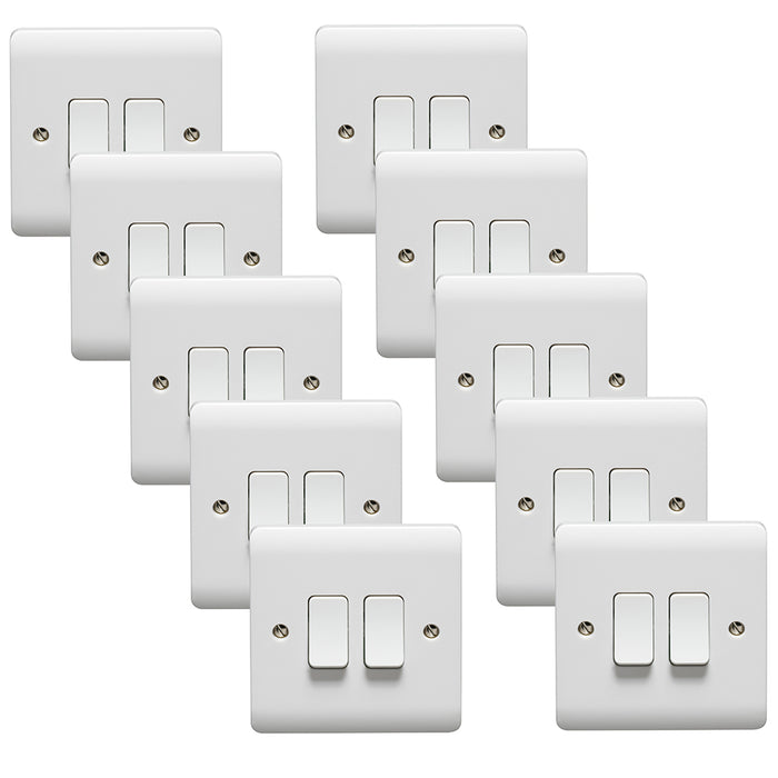 Crabtree CR1272 Instinct White Moulded 10AX 2 Gang 2 Way Switch (10 Pack)