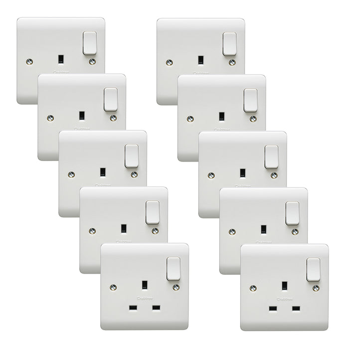 Crabtree CR1304/D Instinct White Moulded 13A 1 Gang DP Switched Socket Dual Earth (10 Pack)