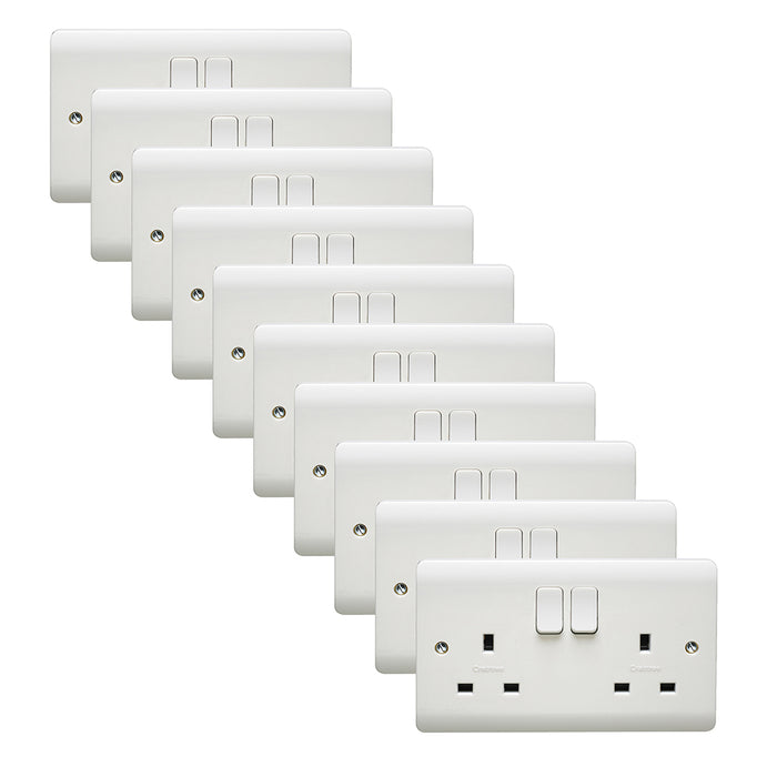 Crabtree CR1306/D Instinct White Moulded 13A 2 Gang DP Switched Socket Dual Earth (10 Pack)