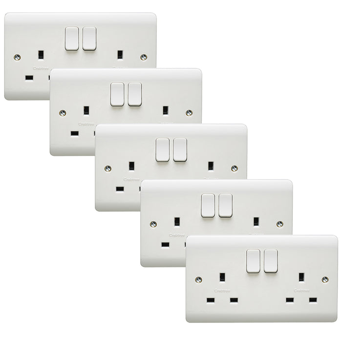 Crabtree CR1306/D Instinct White Moulded 13A 2 Gang DP Switched Socket Dual Earth (5 Pack)