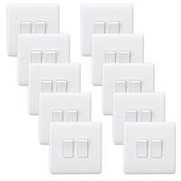 Knightsbridge CU3000x10 White Curved Edge 10AX 2G 2-Way Switch (10 Pack)