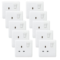 Knightsbridge CU7000x10 White Curved Edge 13A 1G DP Switched Socket (10 Pack)