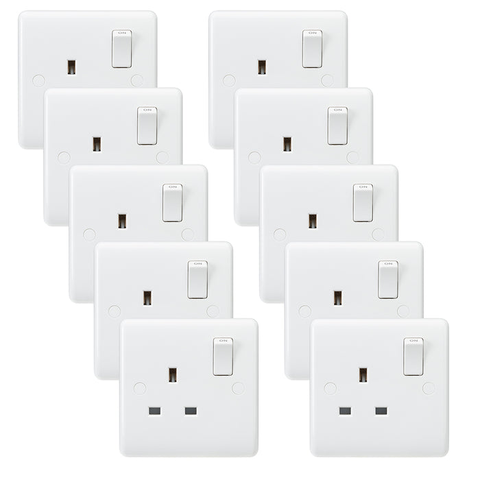 Knightsbridge CU7000x10 White Curved Edge 13A 1G DP Switched Socket (10 Pack)