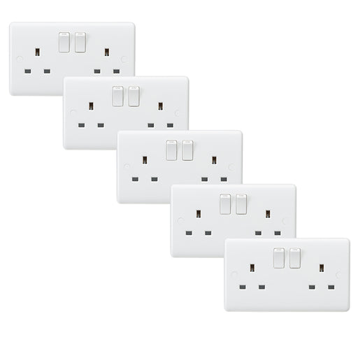 Knightsbridge CU9000x5 White Curved Edge 13A 2G DP Switched Socket (5 Pack) - westbasedirect.com