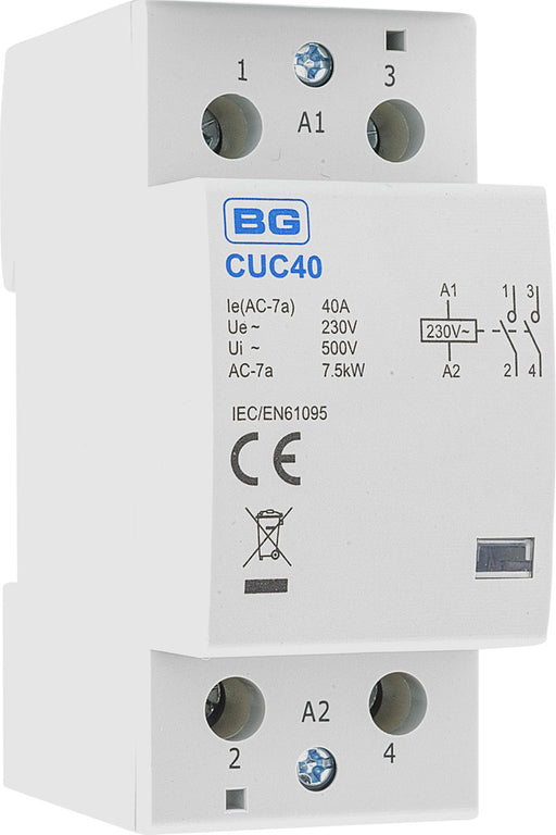 BG CUC40 40A Double Pole 2 Module Contactor - westbasedirect.com
