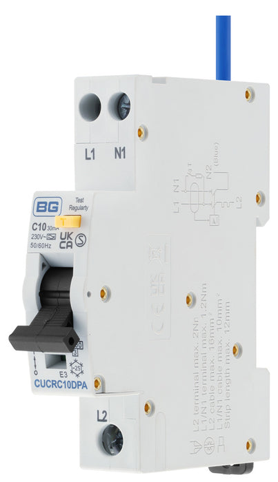 BG CUCRC10DPA 10A 30mA C Curve Type A Double Pole Compact RCBO Bi-Directional