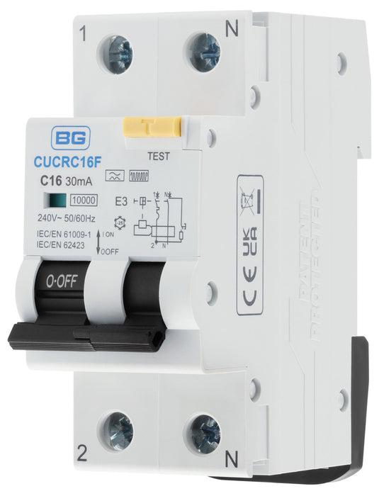 BG CUCRC16F 16A 30mA C Curve Type F Double Pole Compact RCBO Bi-Directional