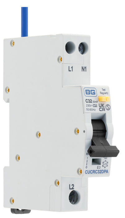 BG CUCRC32DPA 32A 30mA C Curve Type A Double Pole Compact RCBO Bi-Directional