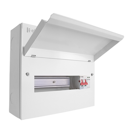 Click Elucian CUEB12MSSP9 12 Way Metal Consumer Unit with 100A Main Switch & 18mm 2 Pole Type 2 SPD - westbasedirect.com