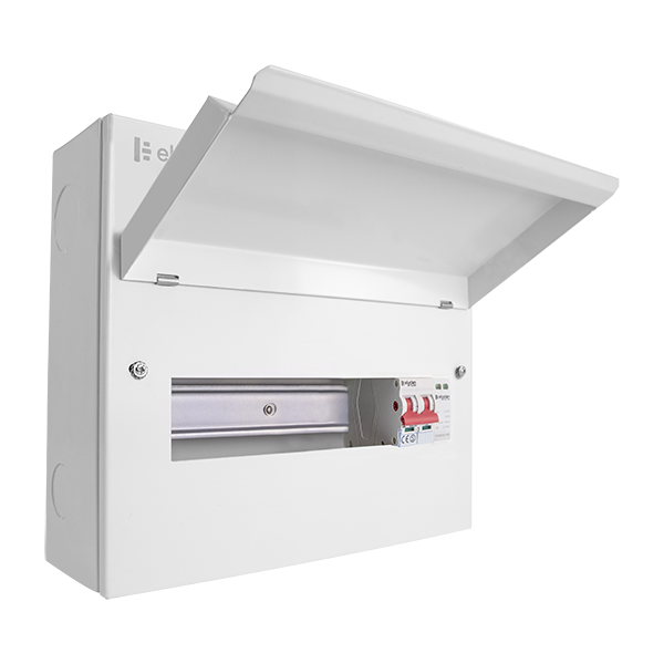 Click Elucian CUEB12MSSP9 12 Way Metal Consumer Unit with 100A Main Switch & 18mm 2 Pole Type 2 SPD - westbasedirect.com