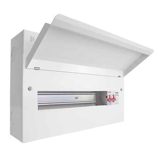 Click Elucian CUEB18MSSP15 18 Way Metal Consumer Unit with 100A Main Switch & 18mm 2 Pole Type 2 SPD - westbasedirect.com