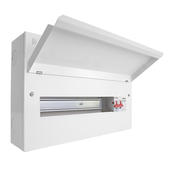 Click Elucian CUEB18MSSP15 18 Way Metal Consumer Unit with 100A Main Switch & 18mm 2 Pole Type 2 SPD - westbasedirect.com