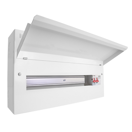 Click Elucian CUEB22MSSP19 22 Way Metal Consumer Unit with 100A Main Switch & 18mm 2 Pole Type 2 SPD - westbasedirect.com