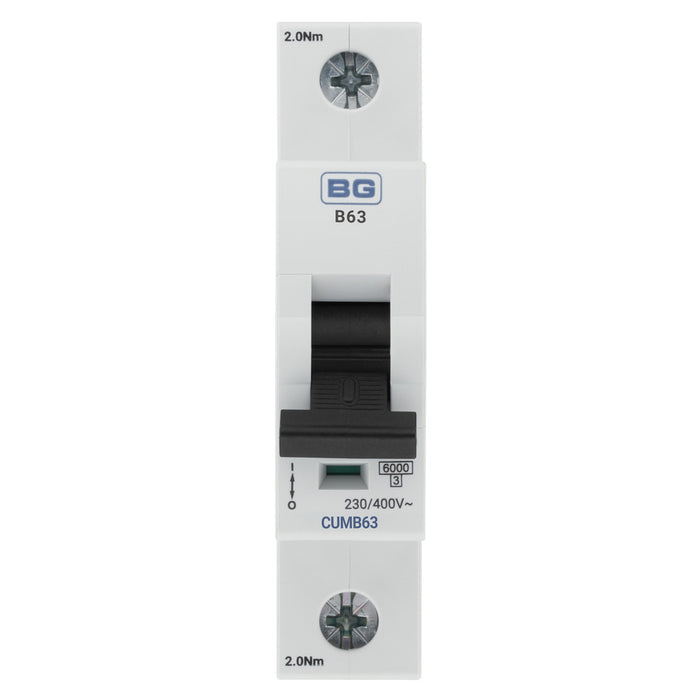 BG CUMB63 63A Single Pole 1 Module 6kA B Curve MCB
