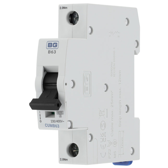 BG CUMB63 63A Single Pole 1 Module 6kA B Curve MCB