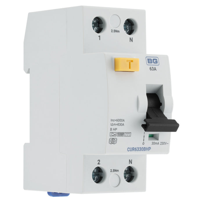 BG CUR6330BHP 63A Double Pole 2 Module 30mA Bi-Directional Type B RCD Heat Pump Specification - westbasedirect.com
