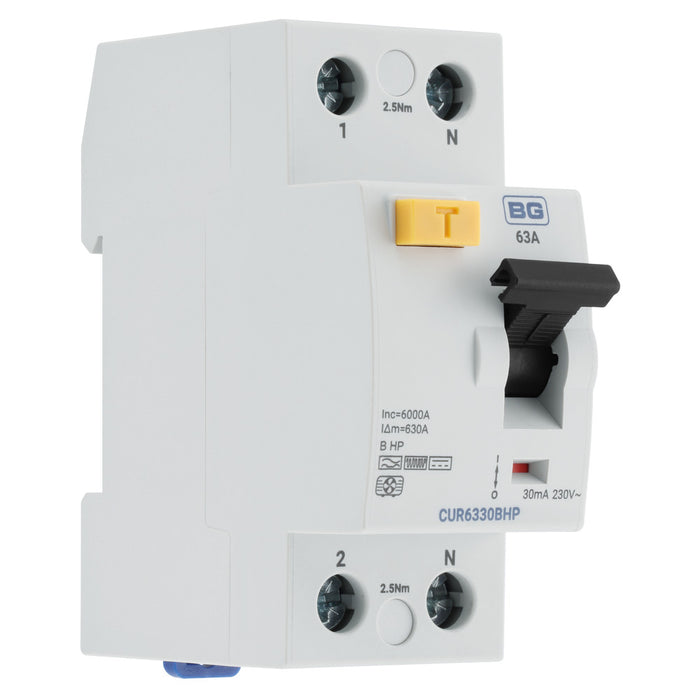 BG CUR6330BHP 63A Double Pole 2 Module 30mA Bi-Directional Type B RCD Heat Pump Specification - westbasedirect.com