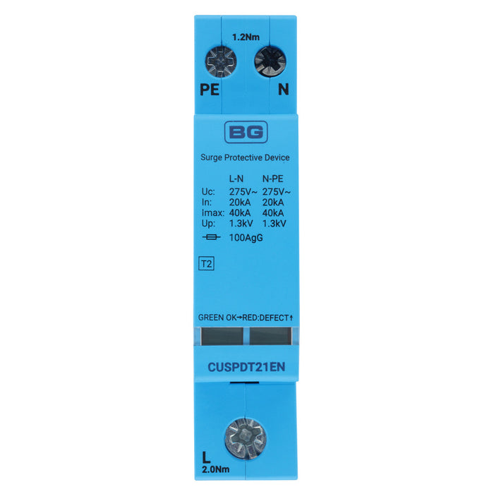 BG Fortress CUSPDT21EN Type 2 Single Phase Surge Protection Device TNS PME & TT Systems