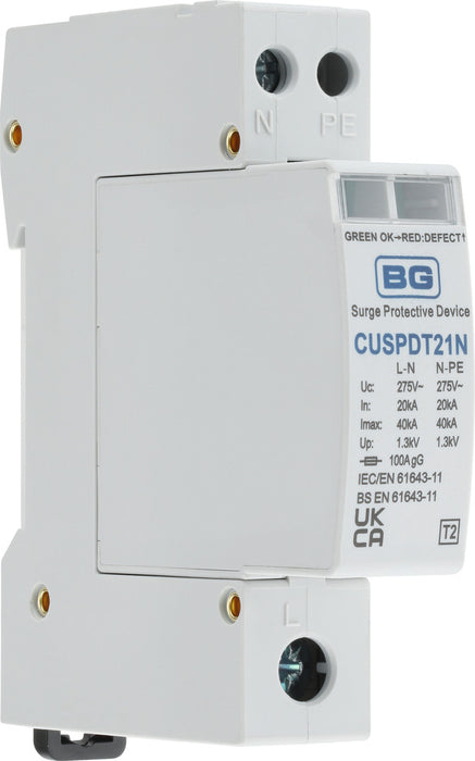 BG CUSPDT21N Type 2 Single Phase Surge Protection Device TNS PME & TT Systems