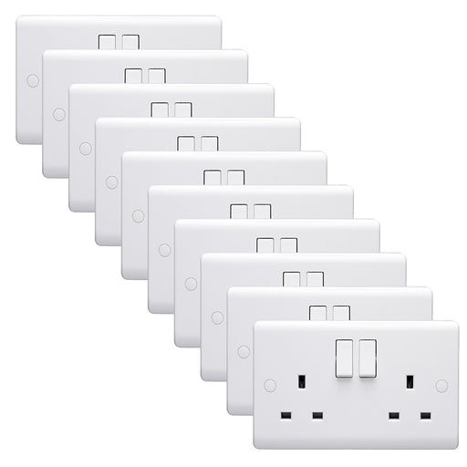 Volex D1500NR Casa White Moulded 13A 2 Gang SP Switched Socket (10 Pack) - westbasedirect.com