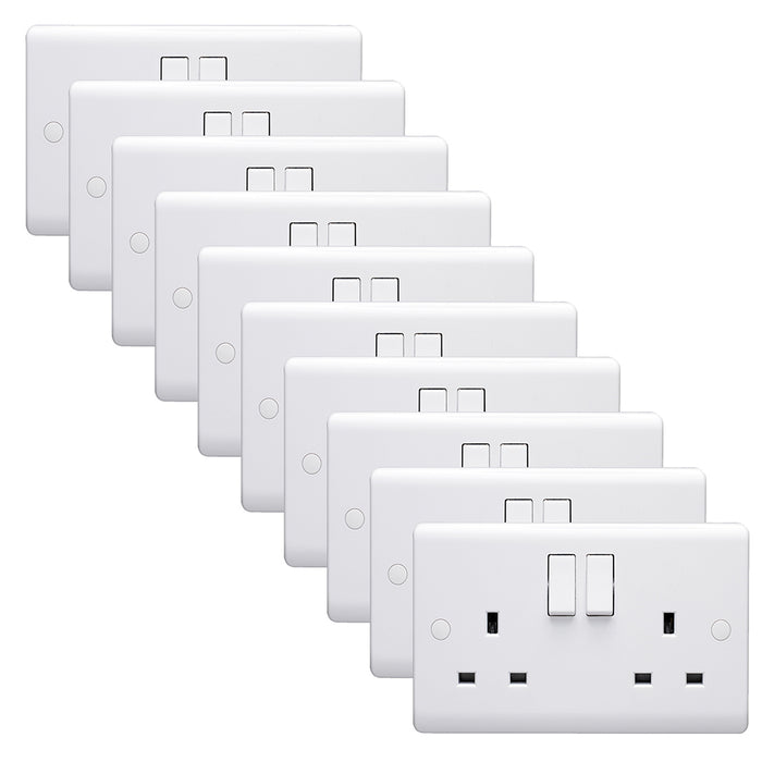 Volex D1500NR Casa White Moulded 13A 2 Gang SP Switched Socket (10 Pack) - westbasedirect.com