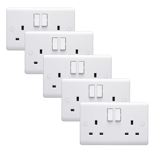 Volex D1500NR Casa White Moulded 13A 2 Gang SP Switched Socket (5 Pack) - westbasedirect.com