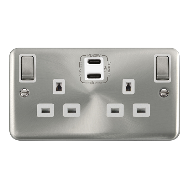 Buy Click Deco Plus DPSC596WH 'Ingot' 13A 2 Gang Switched Safety ...